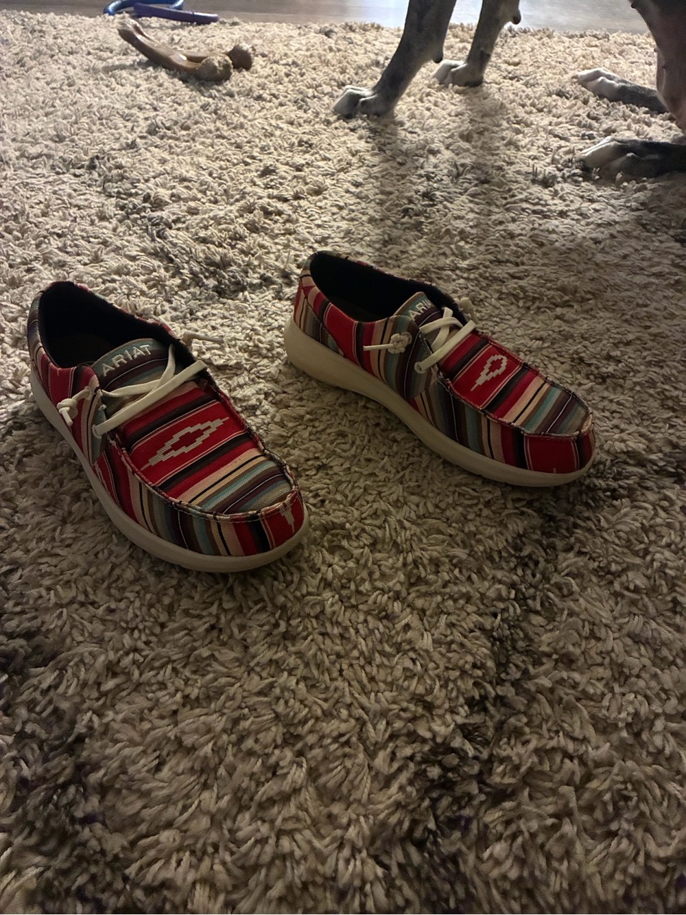 Ariat Red Multicolor Striped Canvas Slip-On Sneakers